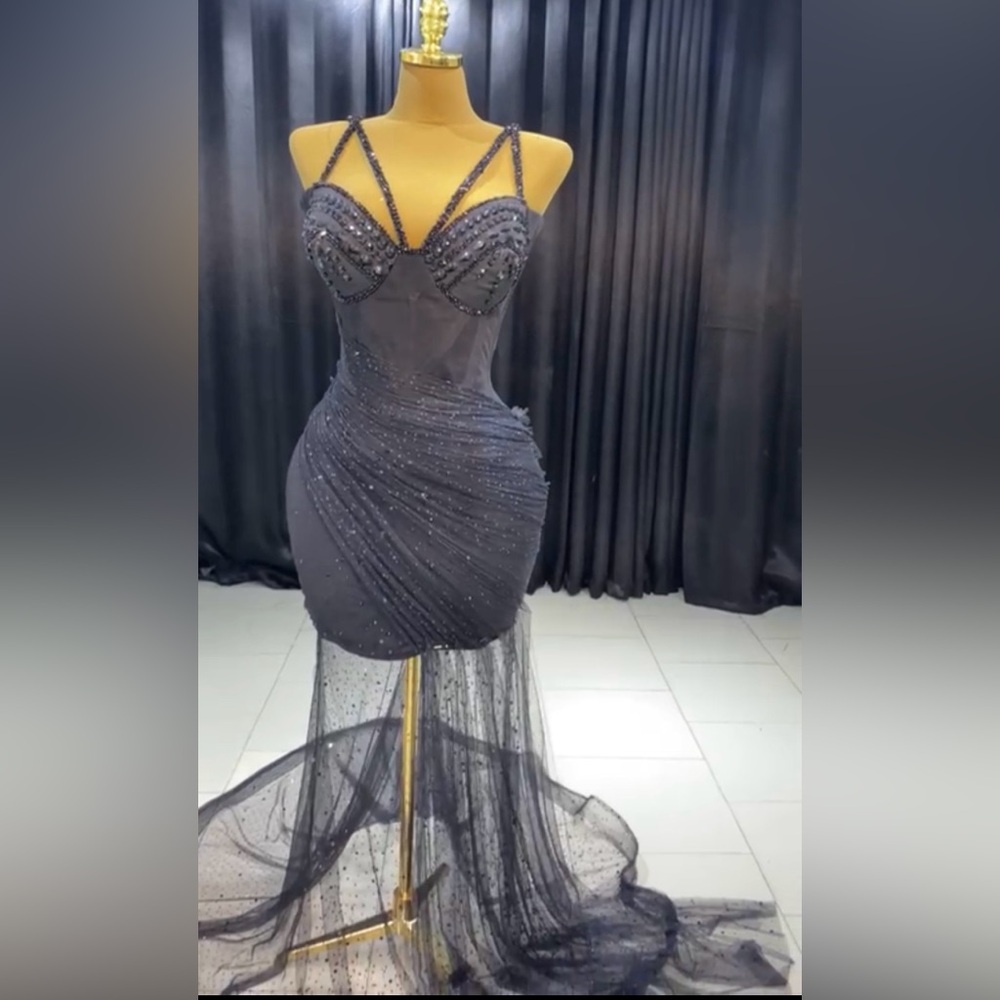 Custom rhinestone & mesh dress.. bought it for my birthday